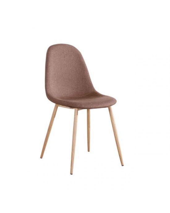 ΕΜ907,2 CELINA Natural Metal Chair, Gold Brown Fabric 1 pack / 4 pcs