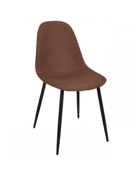 ΕΜ907,2Μ CELINA Black Metal Chair, Gold Brown Fabric 1 pack / 4 pcs