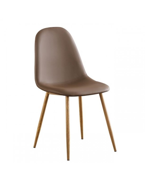 ΕΜ907,2P CELINA Natural Metal Chair, Brown Mocha Pvc 1 pack / 4 pcs-45x54x85cm