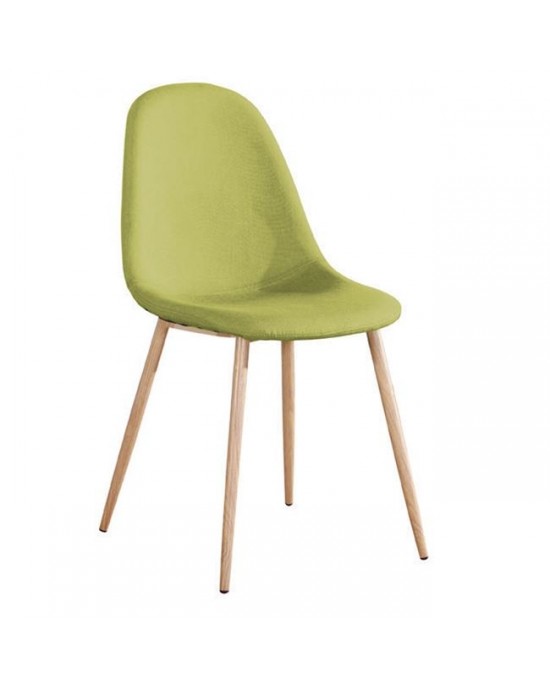 ΕΜ907,3 CELINA Natural Metal Chair, Green Fabric 1 pack / 4 pcs
