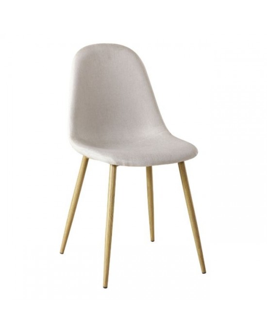 ΕΜ907,4 CELINA Natural Metal Chair, Beige Fabric 1 pack / 4 pcs