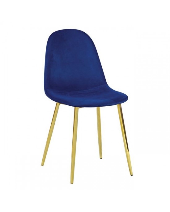 ΕΜ907,5GV CELINA Gold Metal Chair, Blue Velure 1 pack / 4 pcs