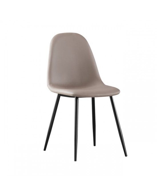 ΕΜ907,3ΜP CELINA Black Metal Chair, Cappuccino Pvc 1 pack / 4 pcs-45x54x85cm
