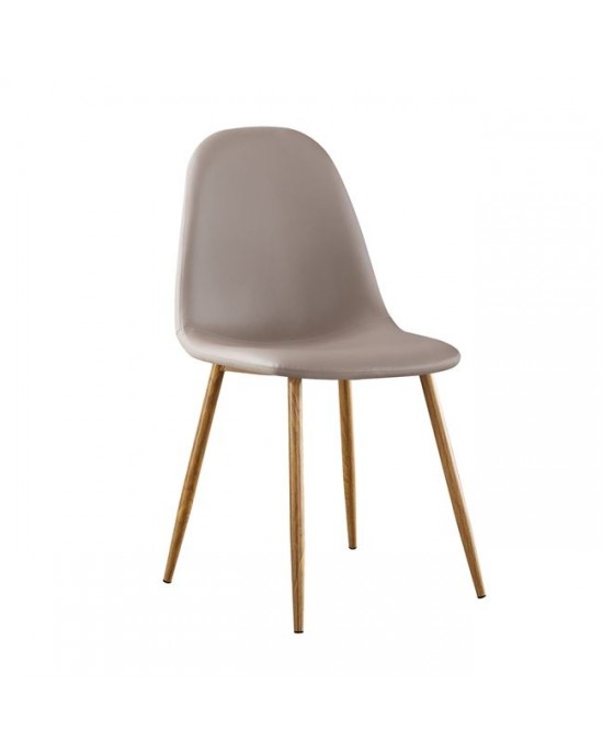 ΕΜ907,3P CELINA Metal Chair, Natural/Cappuccino Pvc 1 pack / 4 pcs- 45x54x85cm