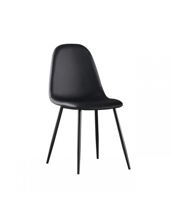 ΕΜ907,4ΜP CELINA Black Metal Chair, Black Pvc 1 pack / 4 pcs-45x54x85cm