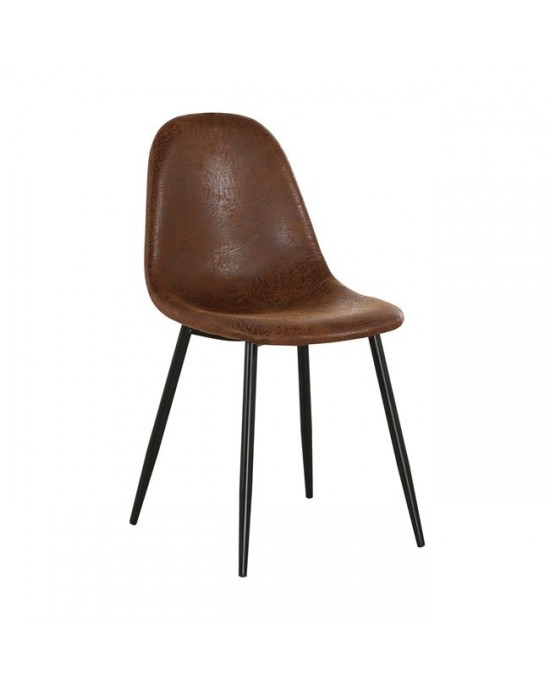 ΕΜ908,1 CELINA Black Metal Chair, Brown Suede Fabric 1 pack / 4 pcs