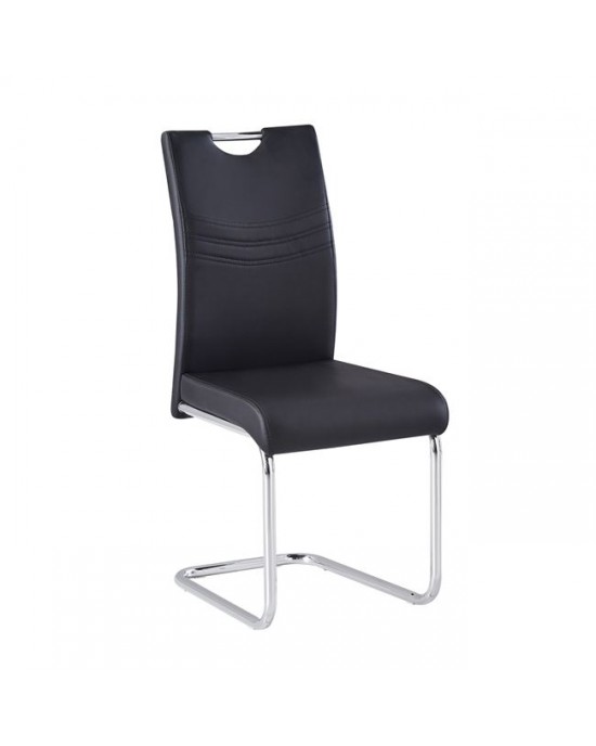 ΕΜ914,4 CROFT Chair Chromed Frame/Pu Black 1 pack / 4 pcs-43x58x97cm