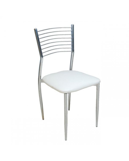 ΕΜ935,1 VIVIAN Καρέκλα Μέταλλο Χρώμιο, PVC Εκρού 1 pack / 6 pcs 40x44x83cm