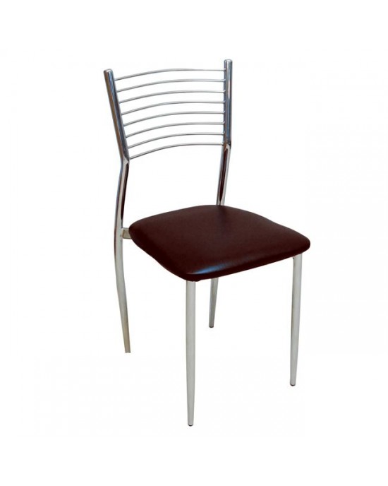 ΕΜ935,3 VIVIAN Καρέκλα Μέταλλο Χρώμιο, PVC Σκούρο Καφέ 1 pack / 6 pcs 40x44x83cm