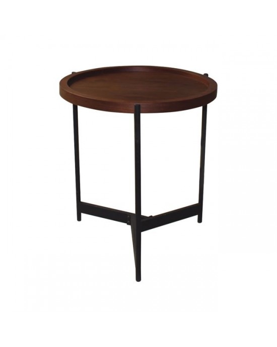 ΕΜ9609,1 TOSS Coffee Table D.50 H.54cm Steel Black/Walnut