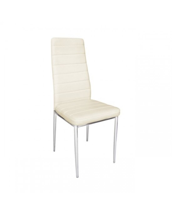 ΕΜ966Χ,16 JETTA Chair Cream Pvc (Chromed) 1 pack / 6 pcs-40x50x95cm
