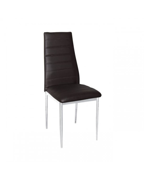 ΕΜ966Χ,54 JETTA Chair Dark Brown Pvc 4pcs/ctn (Chromed) 1 pack / 4 pcs-40x50x95cm
