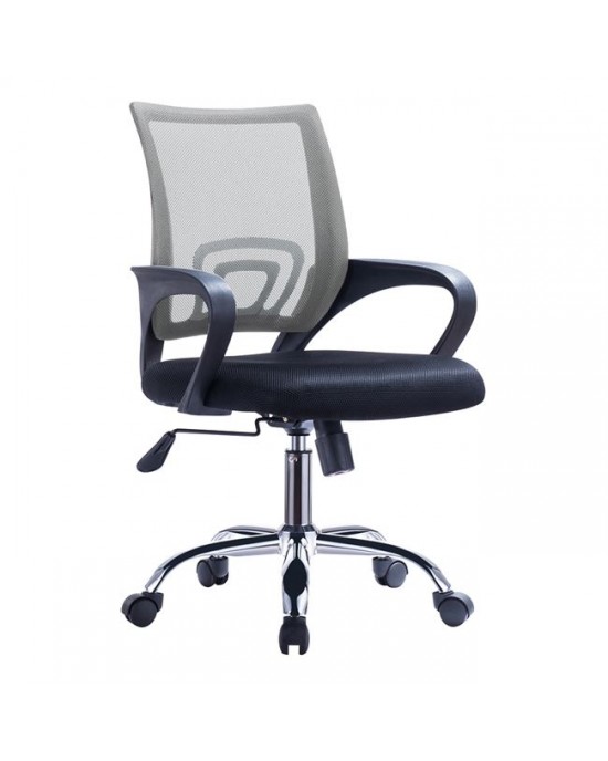 ΕΟ254,1F BF2101-F (with relax) Office Chair Chrome/Grey-Black Mesh (2pcs) 1 pack / 2 pcs
