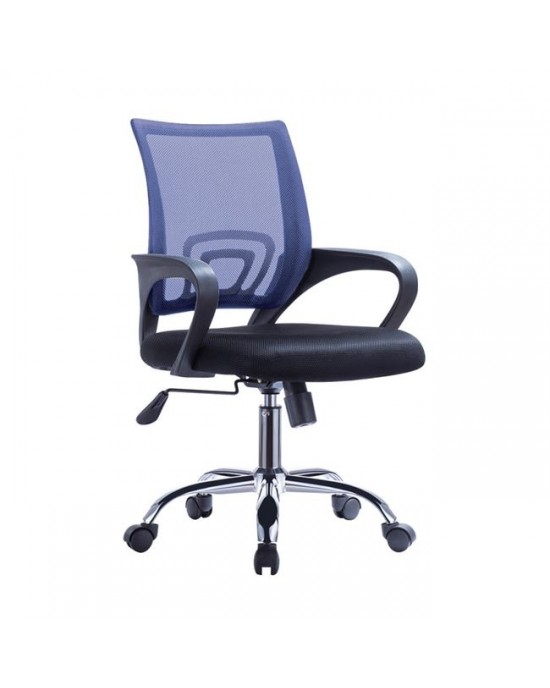 ΕΟ254,3F BF2101-F (with relax) Office Chair Chrome/Blue-Black Mesh (2pcs) 1 pack / 2 pcs