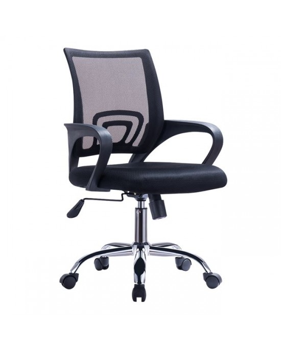 ΕΟ254,4F BF2101-F (with relax) Office Chair Chrome/Black Mesh (2pcs) 1 pack / 2 pcs