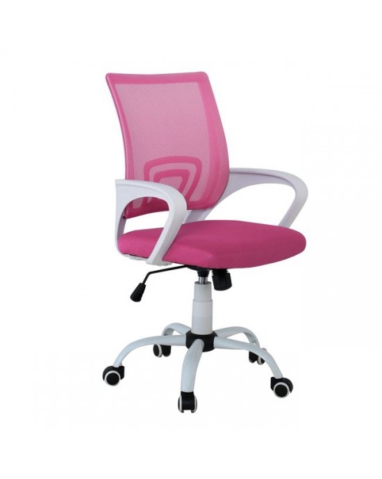 ΕΟ254,7S BF2101-S (with relax) Office Chair White Steel Base/Pink Mesh