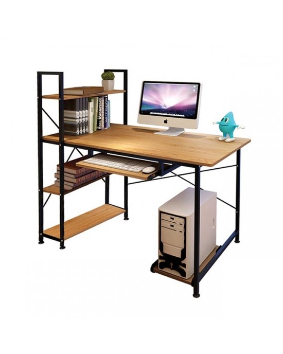 ΕΟ402,2 PC Metal Desk (4 shelves) 100x48x70/118cm Black/Natural