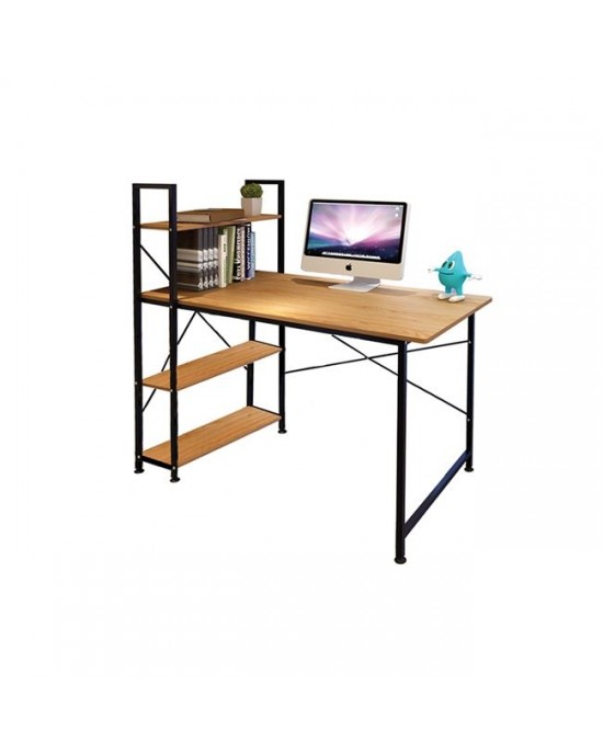 ΕΟ402,22 PC Metal Desk (4 shelves) 100x48x70/118cm Black/Natural