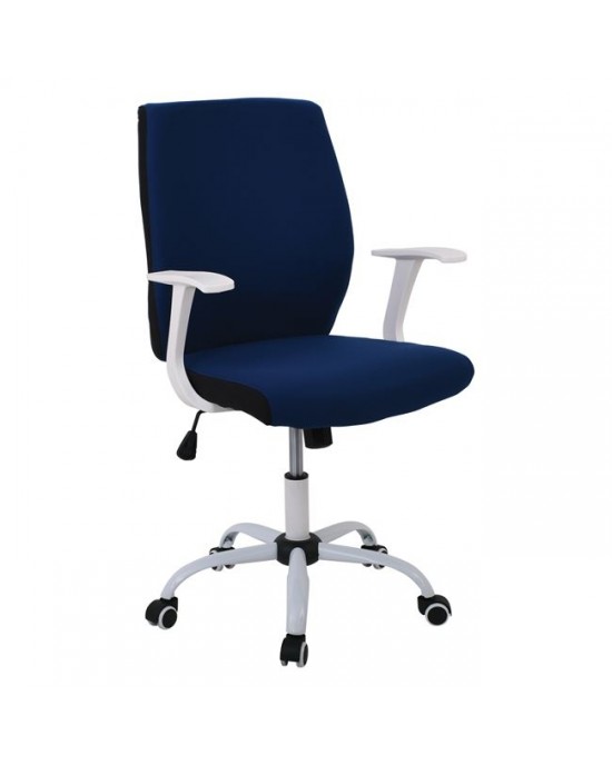 ΕΟ524,2 BF3900 Office Armchair White/Blue Fabric