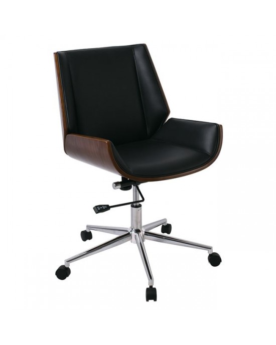 ΕΟ538,1 BF9860 Office Chair Walnut/Pu Black