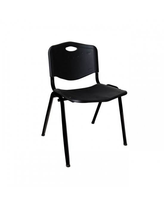 ΕΟ549,2 STUDY Καρέκλα Στοιβαζόμενη Μέταλλο Βαφή Μαύρο, PP Μαύρο  53x55x77cm