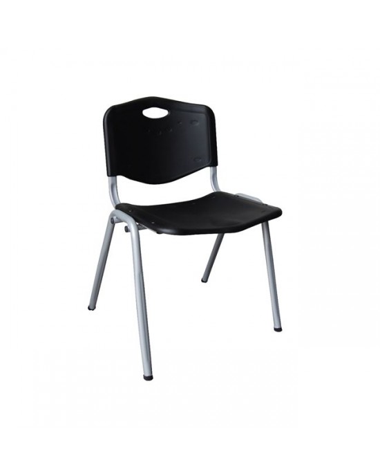 ΕΟ549,1 STUDY Καρέκλα Στοιβαζόμενη Μέταλλο Βαφή Silver, PP Μαύρο 53x55x77cm 