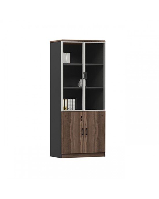 ΕΟ825 ADVANCE Bookcase Dark Walnut/Grey-80x40x200cm