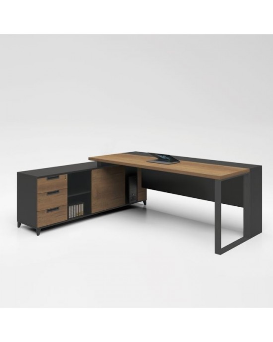 ΕΟ919 PROLINE Desk 160x160cm Wild Oak/Black