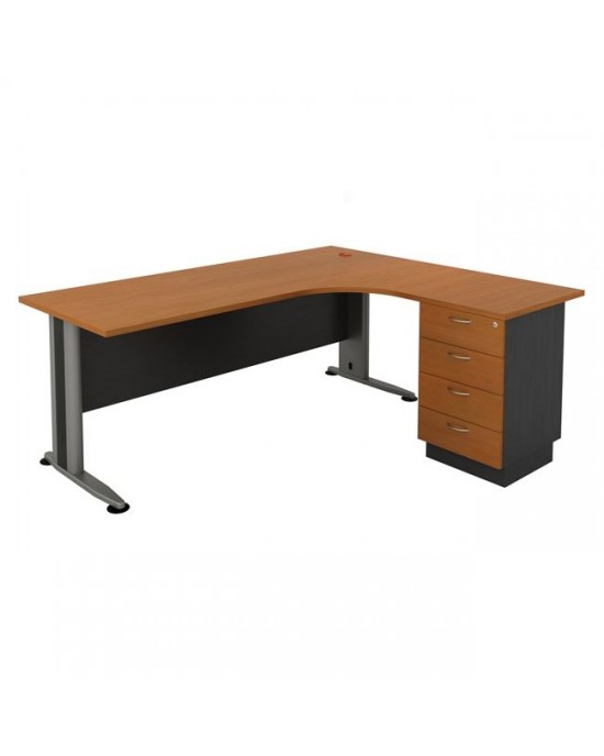 ΕΟ995,1 Desk (Right) SUPERIOR COMPACT 180x70/150x60cm DG/Cherry