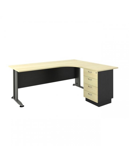 ΕΟ995 Desk (Right) SUPERIOR COMPACT 180x70/150x60cm DG/Beech