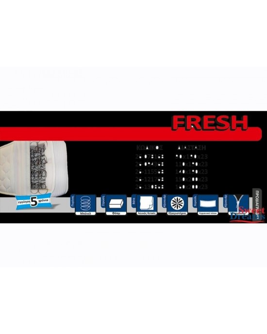 fresh90-190 FRESH Mattress 90x190x23cm Semi-Hard-Orthopedic