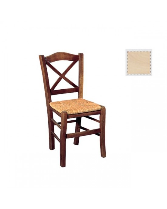 Ρ967,0 METRO Καρέκλα Άβαφη με Ψάθα Αβίδωτη -43x47x88cm