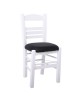 Ρ969,Ε8Τ ΣΙΦΝΟΣ Καρέκλα Οξιά Βαφή Εμποτισμού Λάκα Άσπρο, Κάθισμα Pu Μαύρο 41x45x88cm