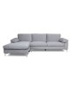 Ε966,2 ALEX Living Room Corner Sofa, Gray Velure Fabric-264x132x75cm H.80cm