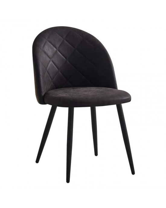 ΕΜ757,3S BELLA Chair Metal Black/Suede Dark Grey Fabric 1 pack / 4 pcs