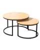 ΕΜ9619,S BOZZI Set-2 Coffee Tables D.59cm+D.74cm Metal Black/Natural