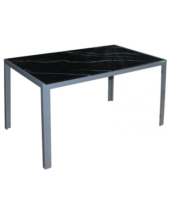 ΕΜ834,4 DEGO Table 140x80cm Metal Grey Paint/Glass Black Marble