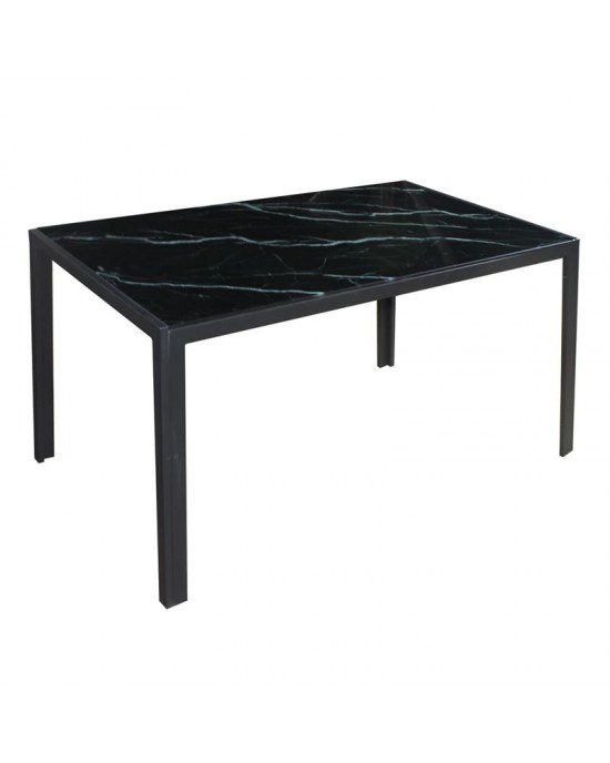 ΕΜ834,2 DEGO Table 140x80cm Metal Black Paint/Glass Black Marble
