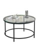 ΕΜ562 DORSET Coffee Table d.70x40cm Metal Black/Clear Glass