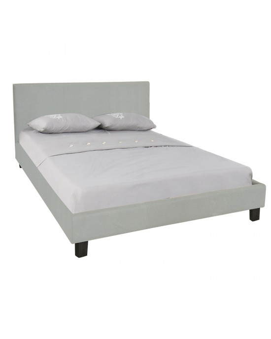 Ε8031,F1 WILTON Bed (for Mattress 140x190cm) Fabric Grey Stone