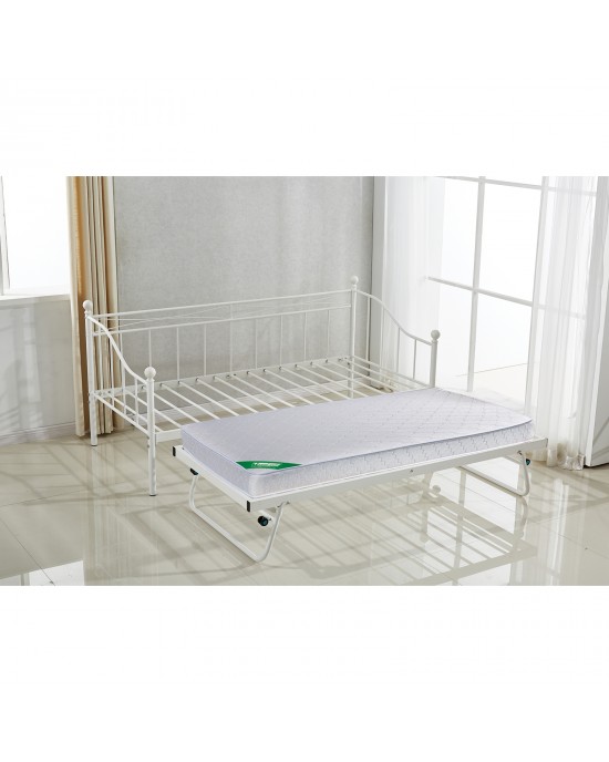 Ε8043,21 MARIN Set : Daybed (για στρώμα 90x190) + Βοηθητικό Κρεβάτι με Στρώμα 185x85 Μέταλλο Άσπρο