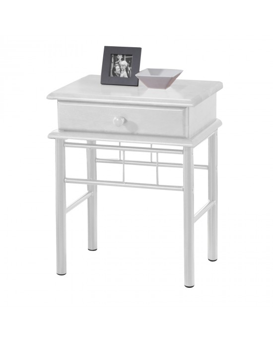 Ε8027,1 FLORA Side Table Metal White Paint/Wood White