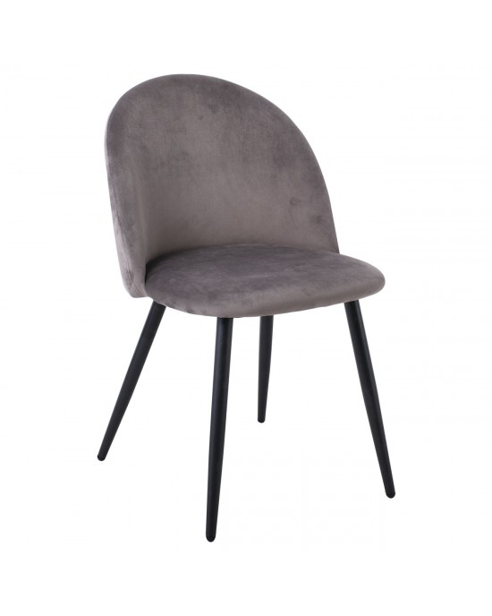 ΕΜ759,20 BELLA Chair Metal Black/Fabric Velure Light Grey 1 pack / 4 pcs