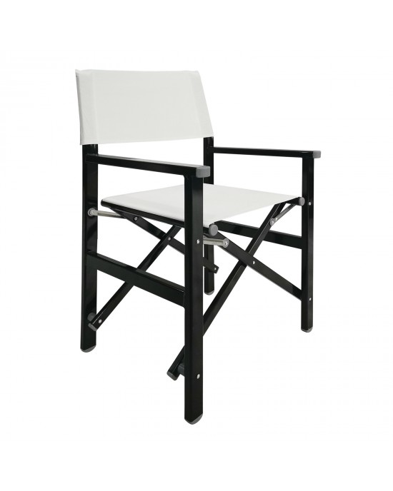 Ε2601,3 Director Armchair, Aluminium Black 1.2mm, Textilene White 1 pack / 4 pcs-54x50x88cm