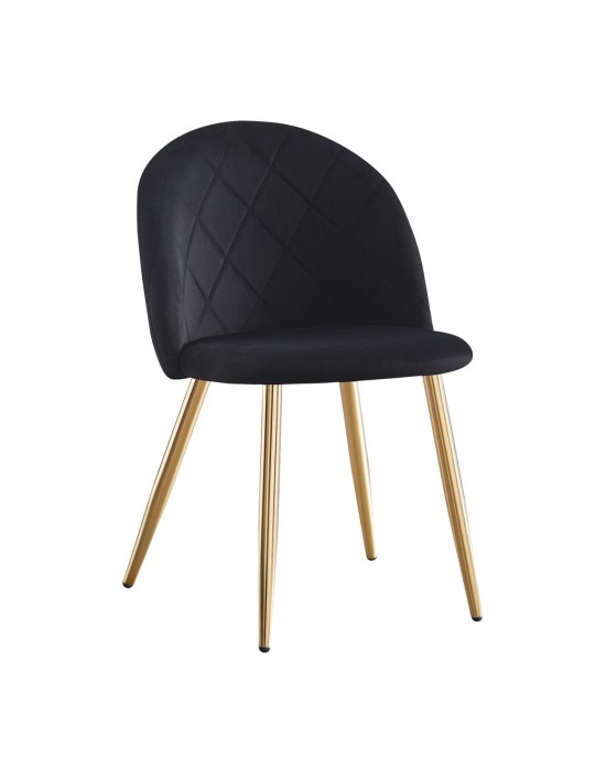 ΕΜ759,4G BELLA Chair Gold Chrome, Fabric Velure Black 1 pack / 4 pcs