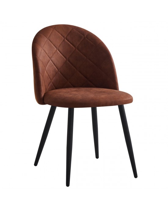 ΕΜ757,4S BELLA Chair Metal Black/Suede Brown Fabric 1 pack / 4 pcs