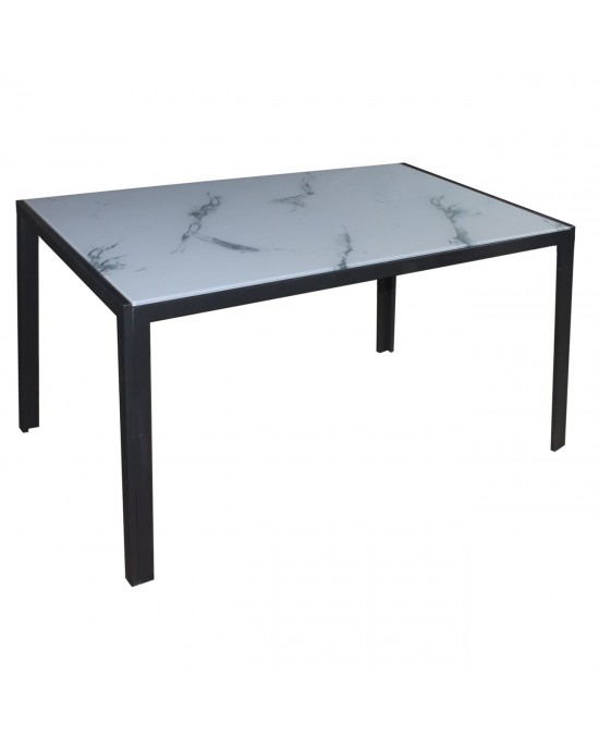 ΕΜ834,1 DEGO Table 140x80cm Metal Black Paint/Glass White Marble