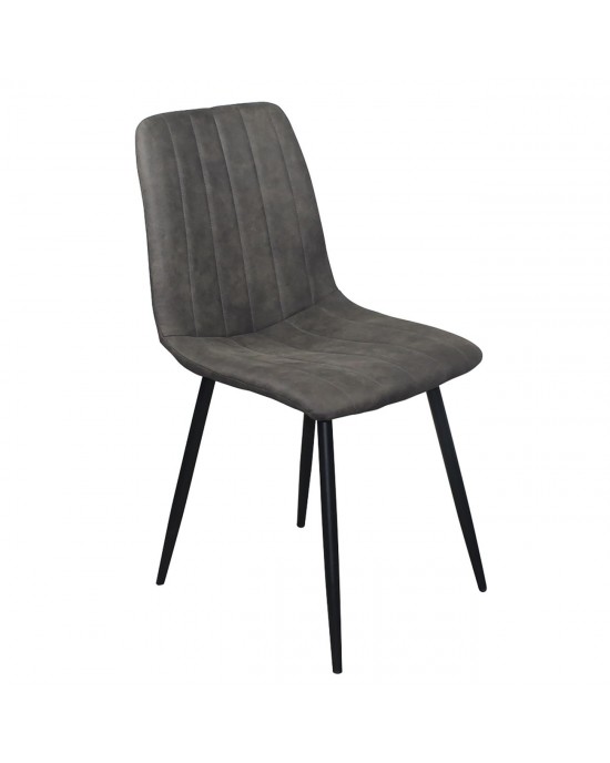 ΕΜ7912,1 ARIA Chair Metal Black, Anthracite Suede Fabric 1 pack / 4 pcs