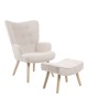 Ε7141,1 ALMA Set Armchair & Stool Natural/Teddy White Fabric (K/D)-69x76x97cm / 52x38x35cm