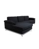 Ε966,1 ALEX Living Room Corner Sofa, Black Velure Fabric 264x132x75cm H.80cm